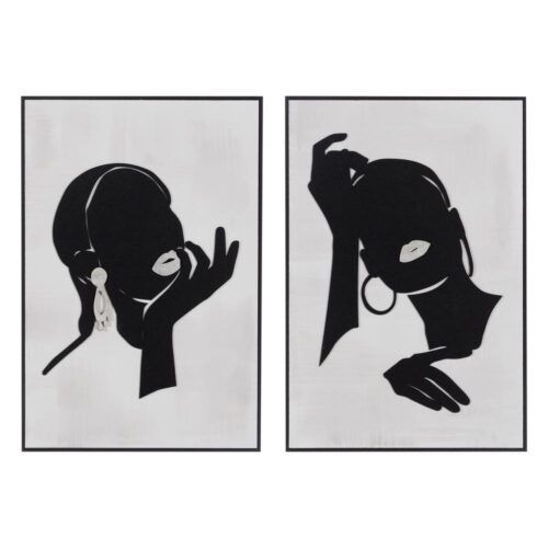Tableau relief Visage noir blanc Ixia 40 x 60 x 2 - 611939
