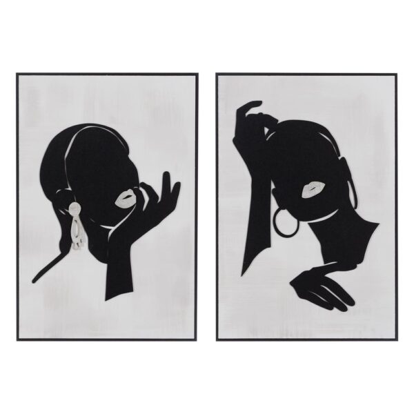 Tableau relief Visage noir blanc Ixia 40 x 60 x 2 - 611939