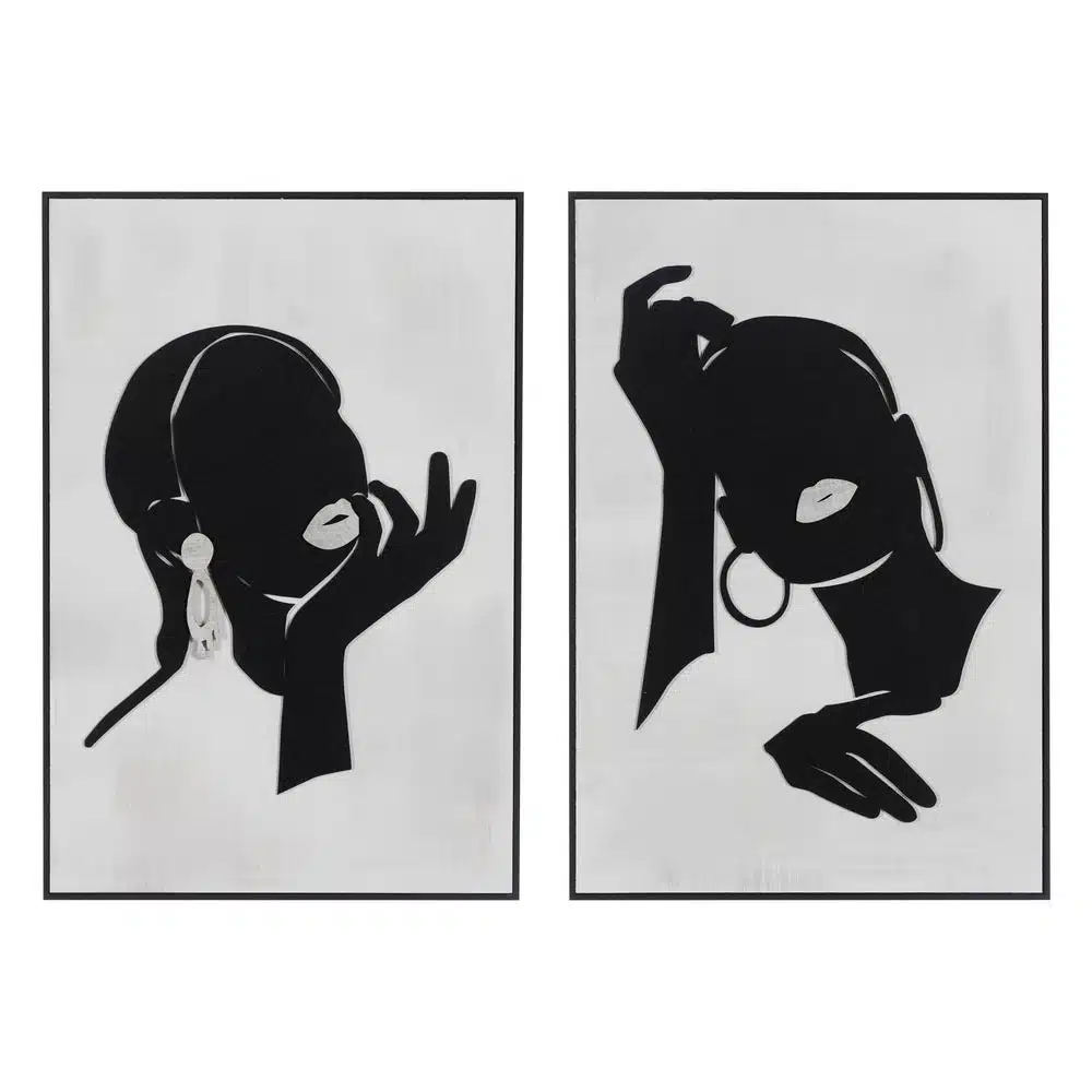 Tableau relief Visage noir blanc Ixia 40 x 60 x 2 - 611939