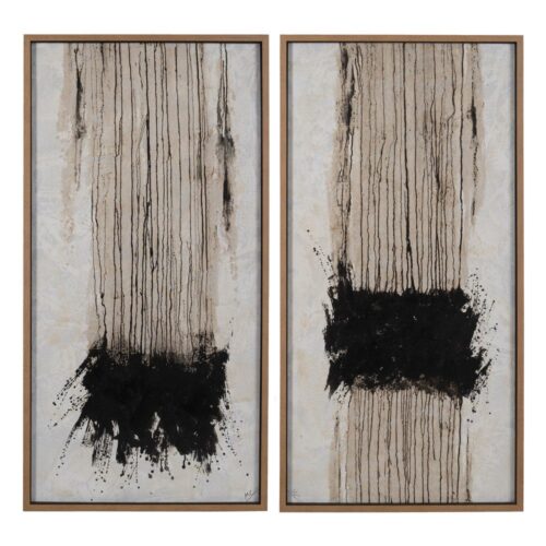 Tableau peinture noir beige 70 x 140 Ixia x2 - 612014