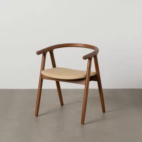 Chaise salle a manger Fauteuil de table bois d’orme Kaloa crème Ixia