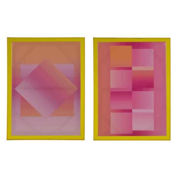 Tableau Color Pop jaune rose 60 x 80 Ixia x 2 - 613782