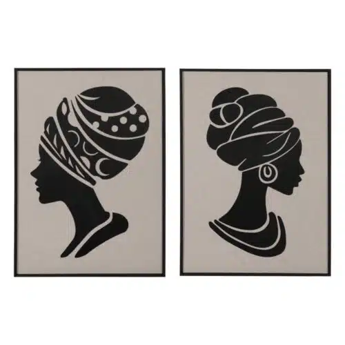 Tableau Mix Femme noir beige 50 x 70 Ixia x 2 - 614384