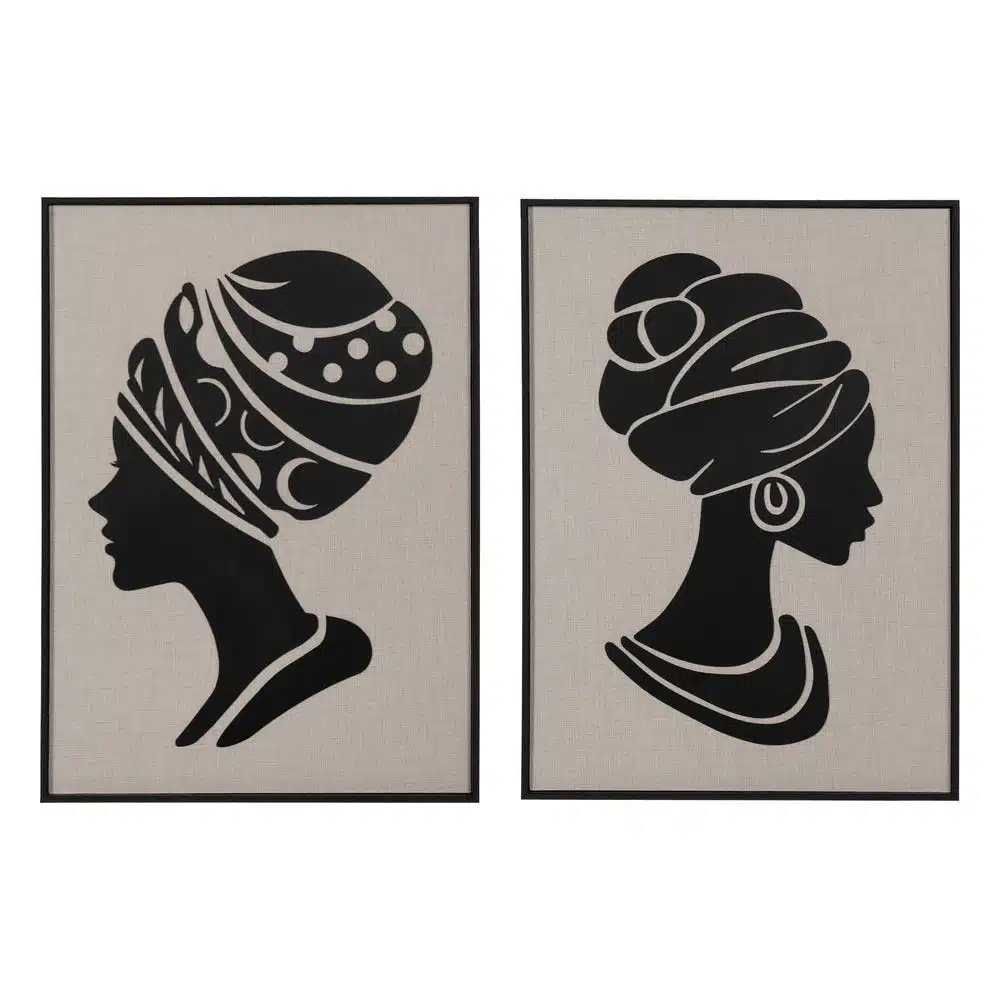 Tableau Mix Femme noir beige 50 x 70 Ixia x 2 - 614384