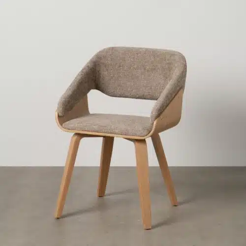 Chaise salle a manger Chaise tissu beige brun pied bois Oslo Ixia