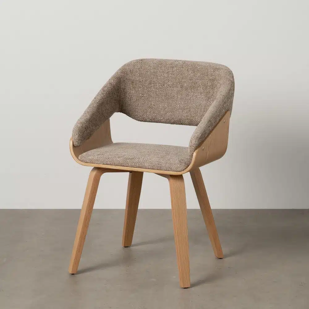 Chaise tissu beige brun pied bois Oslo Ixia