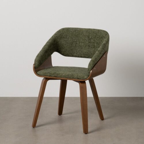 Chaise tissu vert pied bois foncé Oslo Ixia