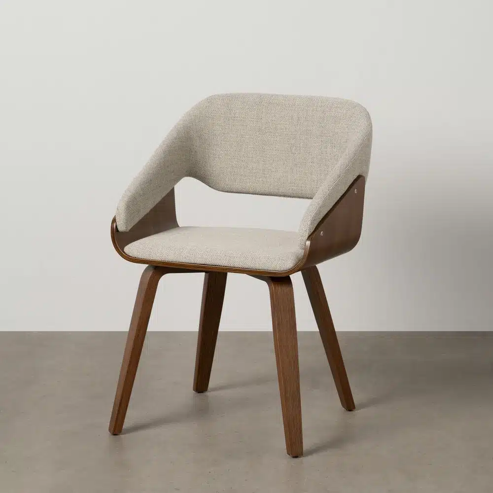 Chaise tissu gris pied bois foncé Oslo Ixia