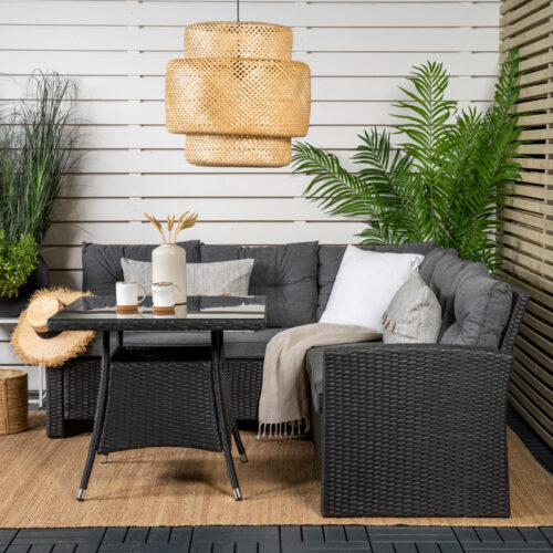 Salon de jardin en rotin noir gris Stanford