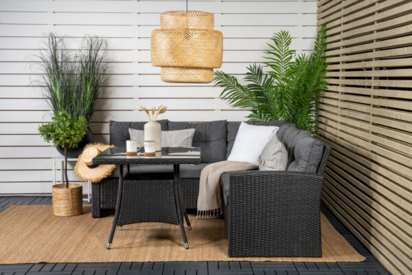 Salon de jardin en rotin noir gris Stanford
