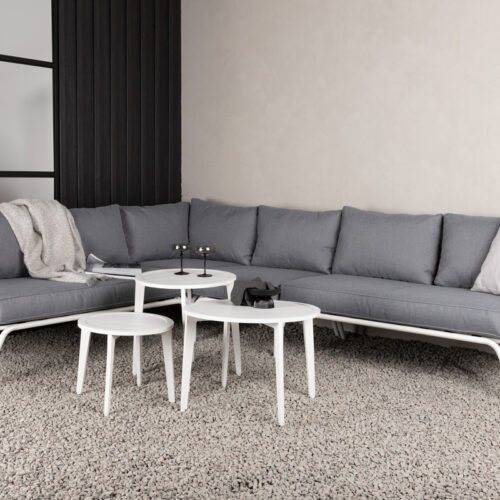 Salon de jardin acier blanc gris Jiago