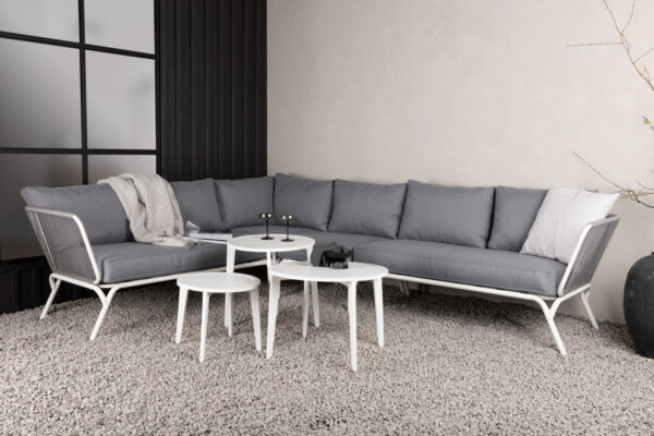 Salon de jardin acier blanc gris Jiago