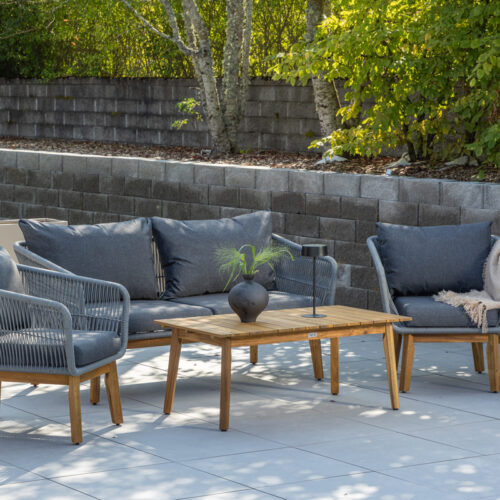 Salon de jardin en acacia corde gris Calia