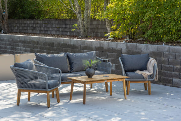 Salon de jardin en acacia corde gris Calia