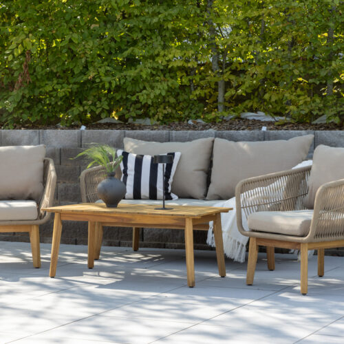 Salon de jardin en acacia corde beige Calia