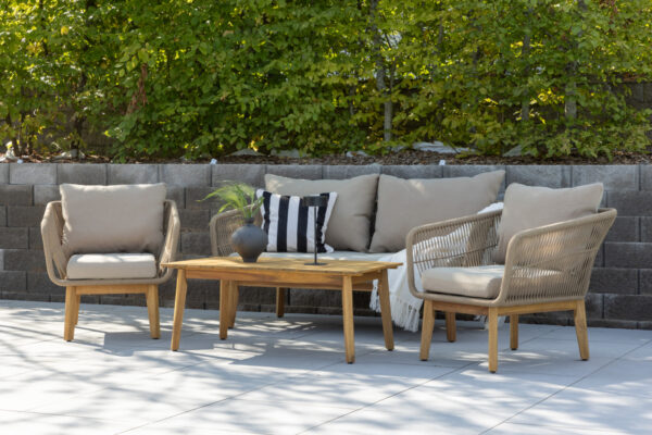 Salon de jardin en acacia corde beige Calia