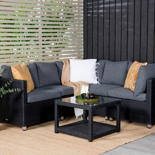Salon de jardin d'angle noir et gris Benettio