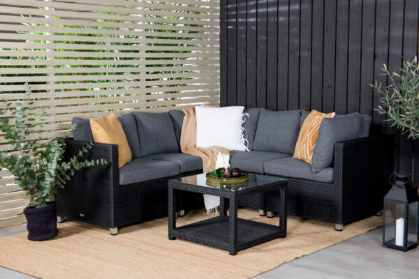 Salon de jardin d'angle noir et gris Benettio