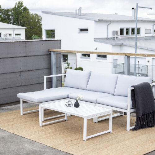 Salon de jardin en aluminium blanc et gris Mador