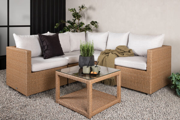Salon de jardin d’angle rotin naturel Benettio