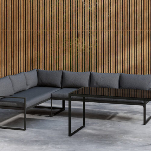 Salon de jardin d’angle Zaddy noir gris
