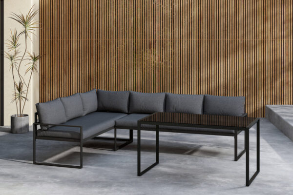 Salon de jardin d’angle Zaddy noir gris