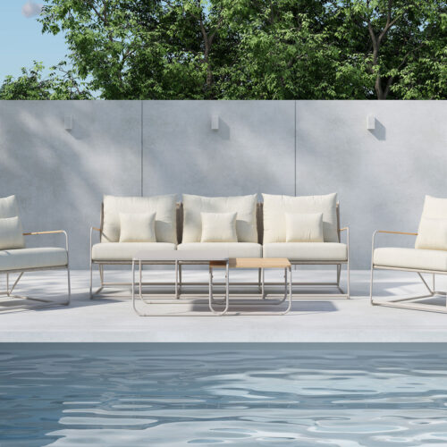 Salon de jardin en acier beige Mazzani
