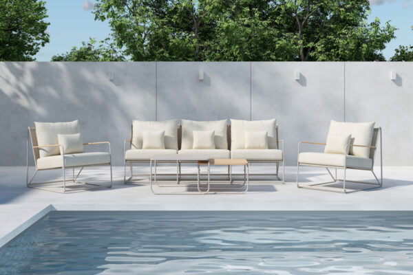 Salon de jardin en acier beige Mazzani