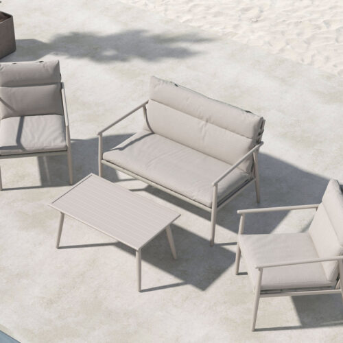 Salon de jardin en acier beige Razzeli