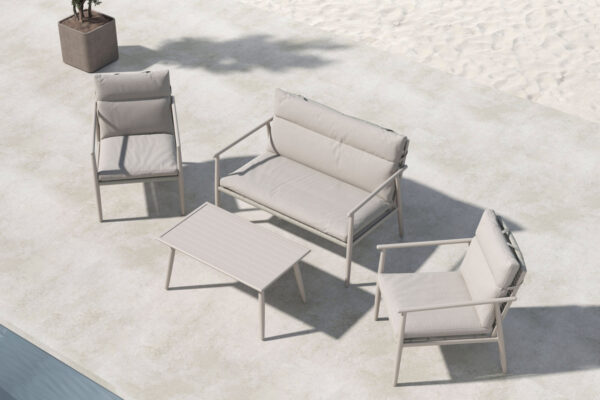 Salon de jardin en acier beige Razzeli
