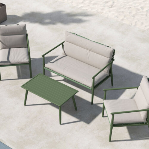 Salon de jardin en acier vert beige Razzeli