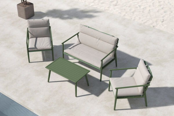Salon de jardin en acier vert beige Razzeli