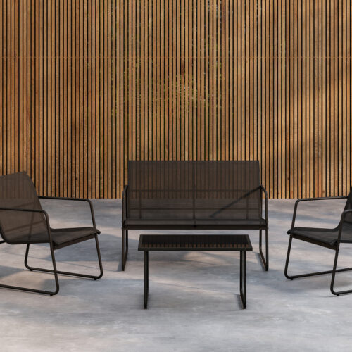 Salon de jardin en acier noir Scalino