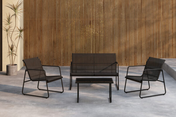 Salon de jardin en acier noir Scalino