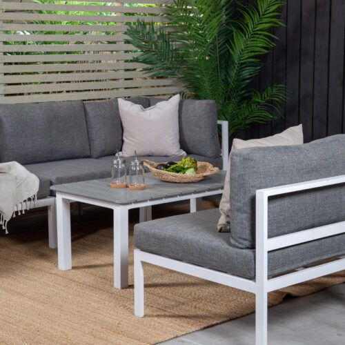 Salon de jardin modulable aluminium blanc gris Xanig