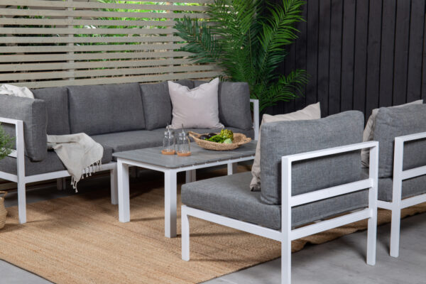 Salon de jardin modulable aluminium blanc gris Xanig