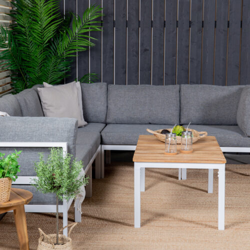 Salon de jardin d'angle aluminium blanc gris Xanig