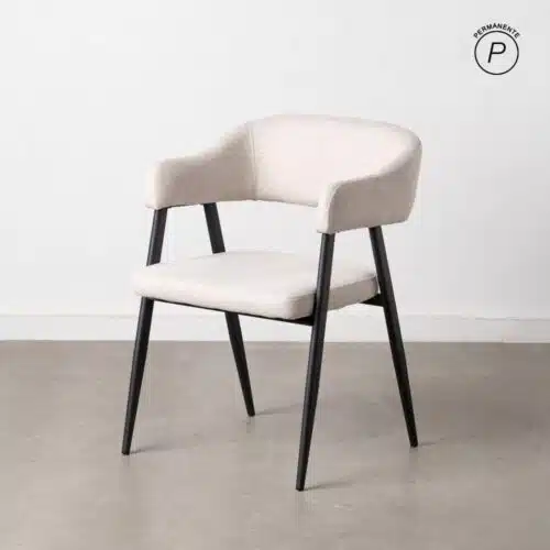 Fauteuil table tissu crème pied noir Sassi Ixia  - 608300