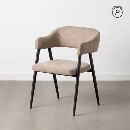 Fauteuil table tissu beige pied noir Sassi Ixia  - 608301