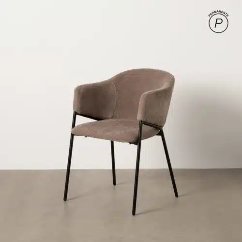 Chaise salle a manger Chaise design velours chenille taupe Solski Ixia - 612542