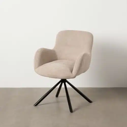 Chaise salle a manger Chaise pivotante beige velours chenille Merxx Ixia - 612545