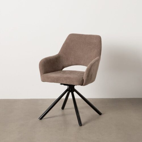 Chaise pivotante tissu chenille taupe Okani Ixia - 612548