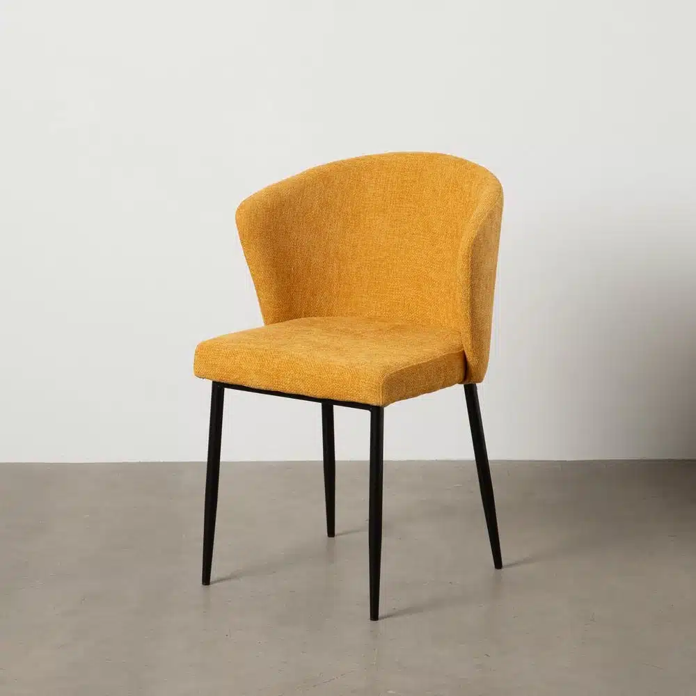Chaise tissu chenille ocre Lisis Ixia - 612574
