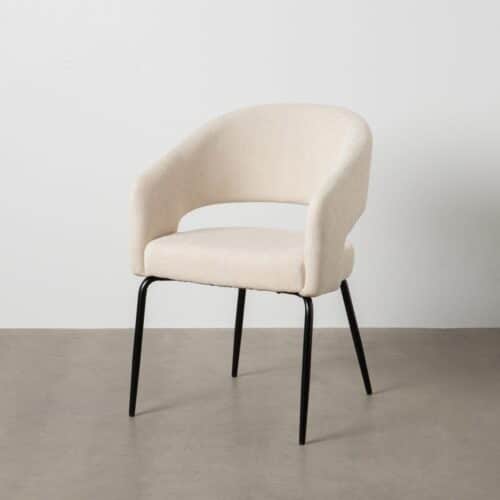 Chaise dos ouvert tissu chenille blanc Foklo Ixia - 612597