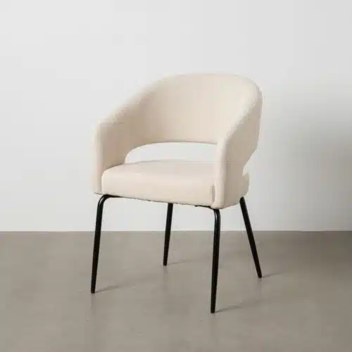 Chaise salle a manger Chaise dos ouvert tissu chenille blanc Foklo Ixia - 612597