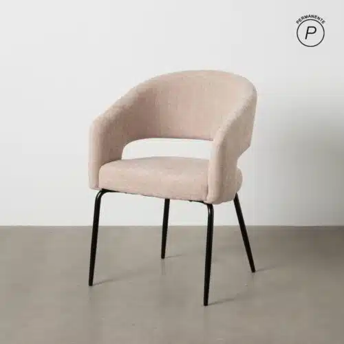 Chaise salle a manger Chaise dos ouvert tissu chenille beige Foklo Ixia - 612598