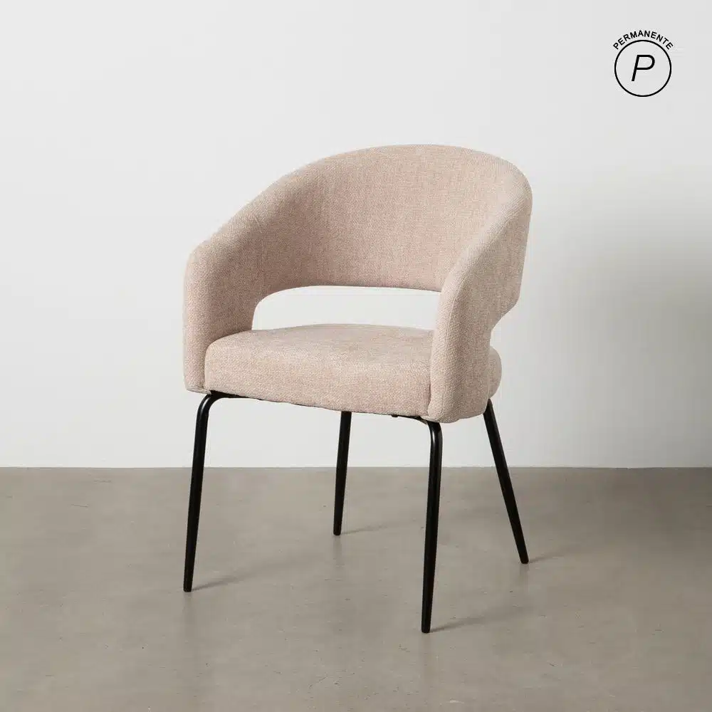 Chaise dos ouvert tissu chenille beige Foklo Ixia - 612598 Chaise dos ouvert tissu chenille beige Foklo Ixia - 612598