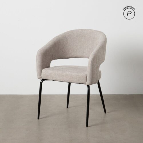 Chaise dos ouvert tissu chenille gris Foklo Ixia - 612599