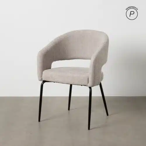 Chaise salle a manger Chaise dos ouvert tissu chenille gris Foklo Ixia - 612599