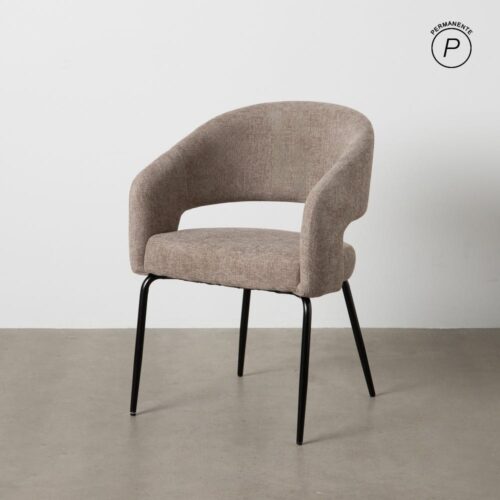 Chaise dos ouvert tissu chenille taupe Foklo Ixia - 612600